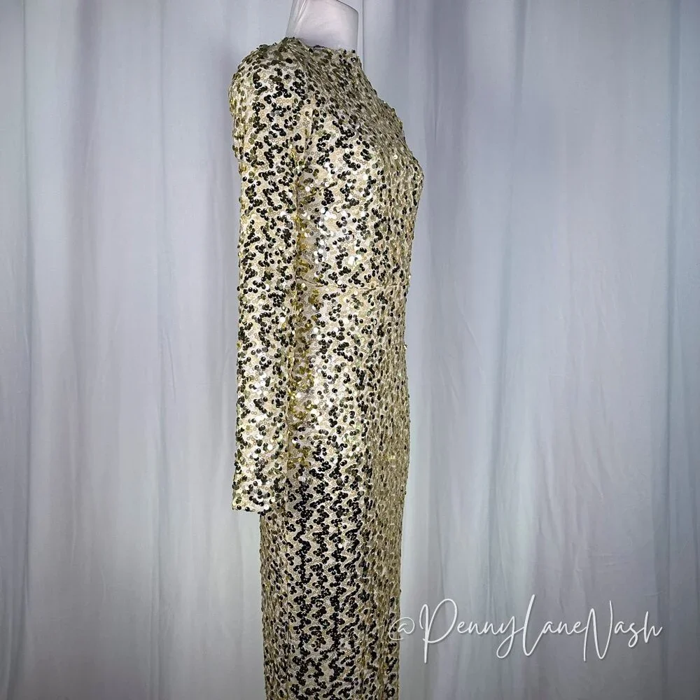 Fashion Nova Sequin Champagne Babe Sequin Maxi Dress in Gold - Picture 4 of 11